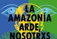 Carta abierta a Brasil de Extinction Rebellion y Fridays For Future denunciando «el genocidio amazónico» Cartel que dice "Si la Amazonia arde nosotras y nosotros también"