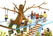 Barcelona, París, Tokyo y otras once ciudades promoverán la reducción del consumo de carne Pequeña isla con árbol a modo de hogar sostenible de un grupo de personas