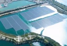 Una antigua cantera albergará en Francia la mayor planta solar flotante de Europa Vista aérea del parque solar flotante de Piolenc