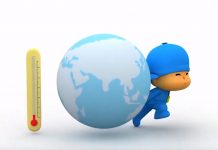 Pocoyó explica qué es el cambio climático y qué podemos hacer para solucionarlo El personaje de dibujos animados Pocoyó con un globo que simula el Planeta Tierra