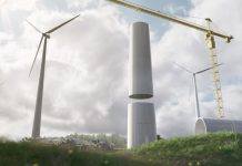 Construyen torres eólicas de madera Construcción de torre eólica de madera
