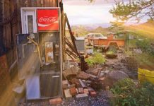 Los clientes «quieren plástico», se justifica Coca-Cola Vieja máquina expendedora de Coca-Cola tirada en un campo