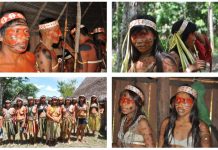 Prohíben a fundamentalistas evangélicos acceder a tribus indígenas no contactadas Hombres y mujeres indígenas ataviados tradicionalmente en el Amazonas