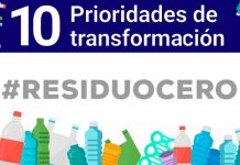 Diez prioridades para un #ResiduoCero ilustración con envases de plástico y lema #ResiduosCero
