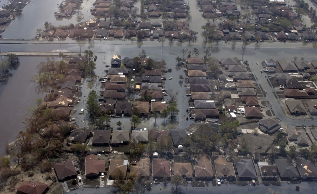 Barrio inundado en Nueva Orleans